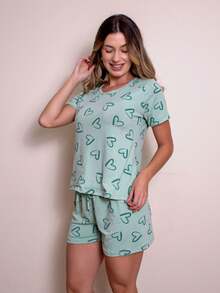 Women's Comfortable Suede Short Doll Pajamas REF: Camishort - 薄荷綠 - 查看 2