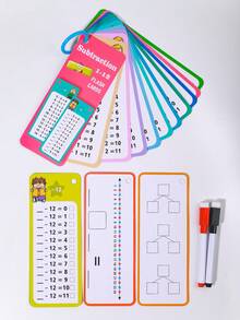 可重复使用的数学游戏卡 - 加法、减法、乘法和除法学习卡，配有可擦除笔，非常适合早期学习和技能发展 - 多色 - 查看 11