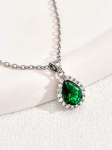 Collar con accesorio gota de agua zirconia cúbica - Plateado - Ver 18