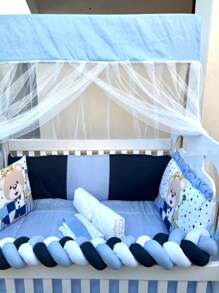 10-Piece Warrior Bear Crib Kit For Standard American Crib - 藏蓝色 - 查看 5
