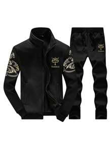 2pcs Men's Casual Tracksuit Set, Zippered Hoodie And Sweatpants, Lightweight For Spring/Autumn