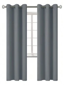 Estelar Textiler Solid Color Single Panel Curtain, Minimalist Polyester Single Panel Blackout Curtain For Bedroom And Living Room - Grey - View 15