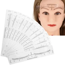 50 piezas Regla para cejas, etiquetas adhesivas desechables de regla para microblading de cejas, herramienta de medición para microblading de tatuaje - Blanco - Ver 1