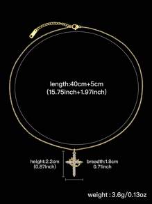 CCO 1pc Cross Pendant Crown Decor Chain Necklace, Holiday Gift