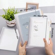 1pc A5/B5 108 Pages, 54 Sheets, Colorful Pp Cover, Detachable Transparent Spiral Bound Notebook, Ruled Pages, For Student Or Business, Diary Scrapbooking,School Supplies,Back To School