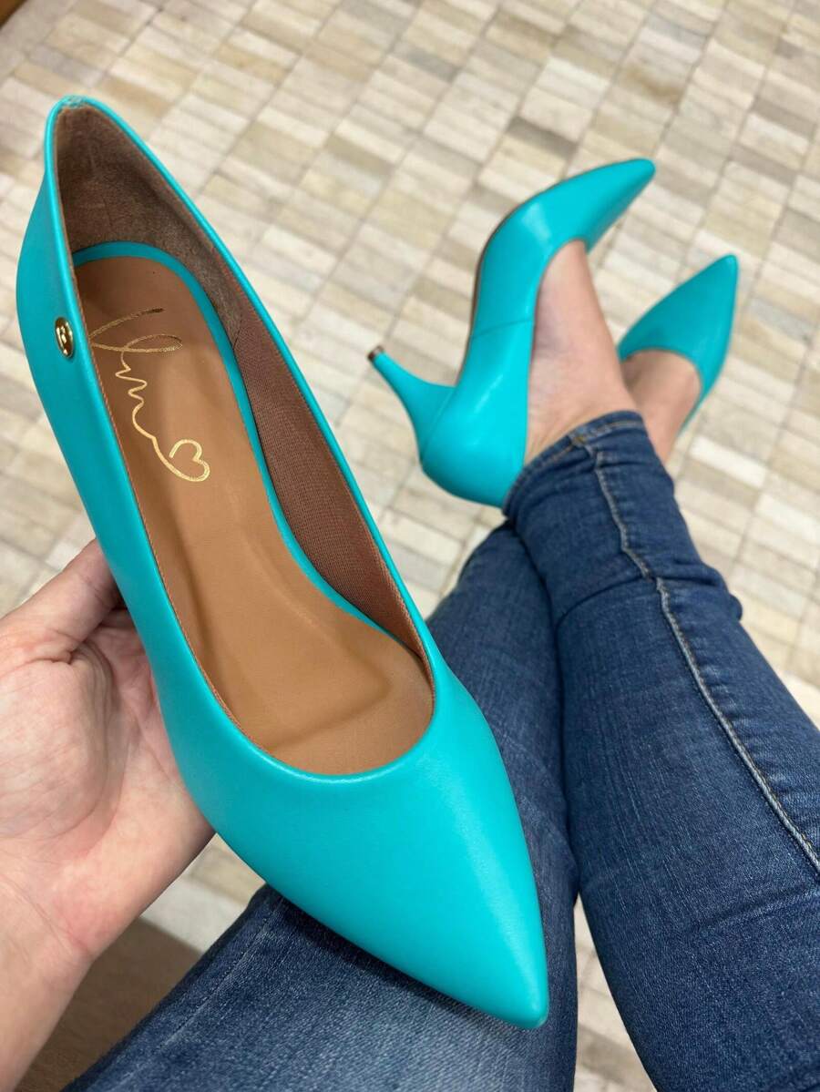 Women's Pumps, Pointed Toe, Medium Heel - 薄荷藍 - 查看 1