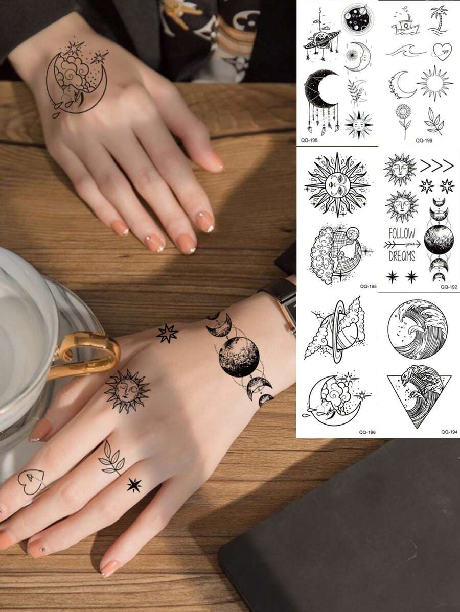 Tatuaggio colorato grande petto per uomo corona tigre fiamma impermeabile  autoadesivo Tatoo temporaneo disegni di arte posteriore donne tatuaggi  finti / Tatuaggi e body art, image size:900x1198