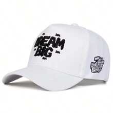 1 pieza Gorra de béisbol para hombres con bordado de letra, diseño de patrón de nube, gorra de 5 paneles para uso al aire libre, protección solar, uso casual, viajes de primavera/otoño, vacaciones en la playa