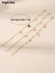 3 Peças/Conjunto Pulseira Borboleta com Gota de Óleo para Crianças & Adolescentes, Combinação Adequada para Decoração Diária de Crianças - Multicolorido - Visão 4