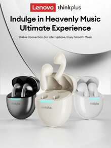 Lenovo Lenovo LP48 Bluetooth Earphones, Half In-Ear, Super Long Battery Life, Large Dynamic Driver, Surround Sound, 5.4 Low Latency, High-Quality Audio For Gaming, Music, Sports, Running, Calls, Minimalist Wireless Earbuds For Smartphones, Tablets