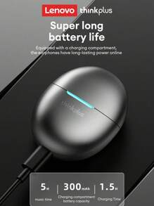 Lenovo Lenovo LP48 Bluetooth Earphones, Half In-Ear, Super Long Battery Life, Large Dynamic Driver, Surround Sound, 5.4 Low Latency, High-Quality Audio For Gaming, Music, Sports, Running, Calls, Minimalist Wireless Earbuds For Smartphones, Tablets