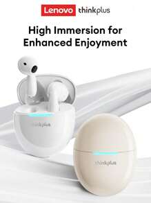 Lenovo Lenovo LP48 Bluetooth Earphones, Half In-Ear, Super Long Battery Life, Large Dynamic Driver, Surround Sound, 5.4 Low Latency, High-Quality Audio For Gaming, Music, Sports, Running, Calls, Minimalist Wireless Earbuds For Smartphones, Tablets