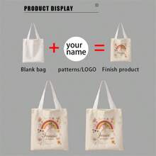 1 szt. Spersonalizowana torba płócienna, unikalny design (zdjęcie, krajobraz, ilustracja), składana, duża pojemność, lekka, stylowa, spersonalizowana torba typu tote, torba na ramię, torba na zakupy na co dzień Kupuj z powrotem do szkoły