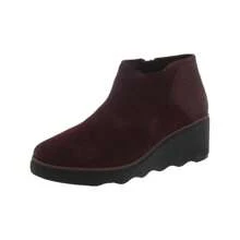 Clarks Mazy Harwich Womens Suede Mixed Media Wedge Boots - Burgundy kết hợp - Xem 1