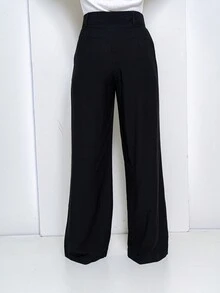 Women's Wide Leg Pants With Pocket, Marrant Fabric - màu đen - Xem 8