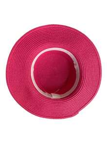 Paris Hat Synthetic Straw Can Get Wet, Malleable, Can Be Folded, Carried In A Suitcase Or Bag - 玫紅色 - 查看 3
