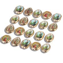 20pcs/Pack CCB Material Gold Round Drop Shape Beads, Religious Figure Prayer Beads Accessories For Necklace & Bracelet DIY - Gold - View 4