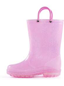 Kids Rain Boots Girls' Glitter Waterproof Pull-On Rain Boots With Easy-On Handles - Hồng - Xem 1