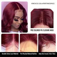 Uveous 200% Burgundy Body Wave Red Lace Front Human Hair Wigs For Women 99J Colored 13x4 Body Wave Lace Front Wigs Human Hair Pre Plucked Wine Red Lace Front Wigs Human Hair Wigs For Women - S99J - Xem 7