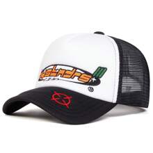 1pc Men's Letter Printed Baseball Cap, Outdoor Fashion Pattern Trucker Hat, Sun Protection Casual Mesh Cap For Spring Autumn Travel Beach Vacation Halloween - Multicolor - View 9