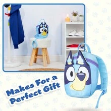 Bluey Backpack With Toddler Reins Rucksack Nursery Days Out Lightweight Daypack Safety Strap Travel - Blue - View 5