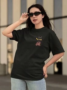 T-Shirt Gothic Cat Meme Emo Shirt Ref 1330 FLUXOGEEK - màu đen - Xem 6