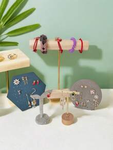 bianya 1 件装木制手链耳环项链展示架支架珠宝收纳架适用于家庭或商店 - 彩色 - 查看 2