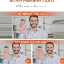 Nuroum V15-AFL White Light Adjustment Broadly Compatible Live Web Class Optimization 2K Web Camera With Light.Usb Network Camera With 2k Resolution And Light Adjustment Mode For Video Conference And Live Streaming.2K Auto-Focus Webcam With Built-In Dual Noise Reduction Microphone 3-Level Touch-Adjustable LED Fill Light For Laptop Desktop PC.Network Camera, Real-Time Streaming, Flexible Full Hd Webcam With Microphone & Led Light For Computer - trắng - Xem 3