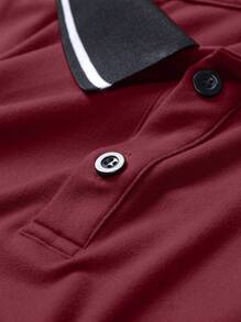2pcs Long Sleeve Polo Collar T-Shirts, Casual Classic Retro Lightweight Sportswear Outfits For Men, Spring Autumn - 彩色 - 查看 5