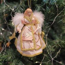Kit 3 Decorative Angels Christmas Pendant Luxury Rose And Gold 17cm - Noel Decor - Màu hồng gỉ - Xem 2