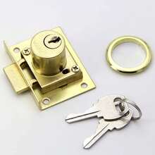 Cerradura Chapa Muebles Cajones Closet 250c Cromo Phillip;Placa de cierre mueble cajón armario (808-22 apertura simple) - Dorado - Ver 6