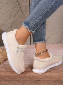 Women's Fashionable Thick Sole Sneakers, Casual Outdoor Warm Shoes, Comfortable Low-Top Sports Shoes, Suitable For Autumn Winter