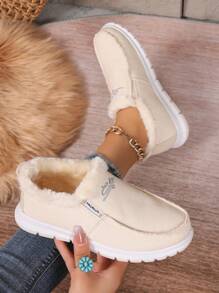 Women's Fashionable Thick Sole Sneakers, Casual Outdoor Warm Shoes, Comfortable Low-Top Sports Shoes, Suitable For Autumn Winter