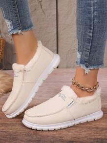 Women's Fashionable Thick Sole Sneakers, Casual Outdoor Warm Shoes, Comfortable Low-Top Sports Shoes, Suitable For Autumn Winter
