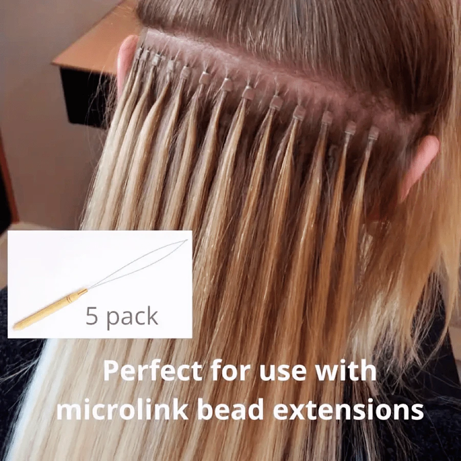 Strumento Di Estensione Dei Capelli, Strumento Per Infilare Gli Aghi, Estensione Dei Capelli In Legno Per Micro Anelli Nano Perline Accessori Per Lo Styling 8 Pezzi - Foto 11