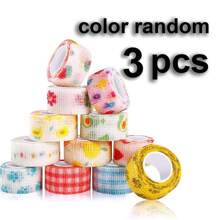 5PCS Self-Adhesive Elastic Bandage, Cute Cartoon/Solid Color Finger Bandages For Students - Anti-Wear Hand Tape For Writing/For Fixing Fingers, Toes, Nude Sport Tape, Self-Adhesive Finger Cover (Color Random) Gym Accessories Sales Sports Tape