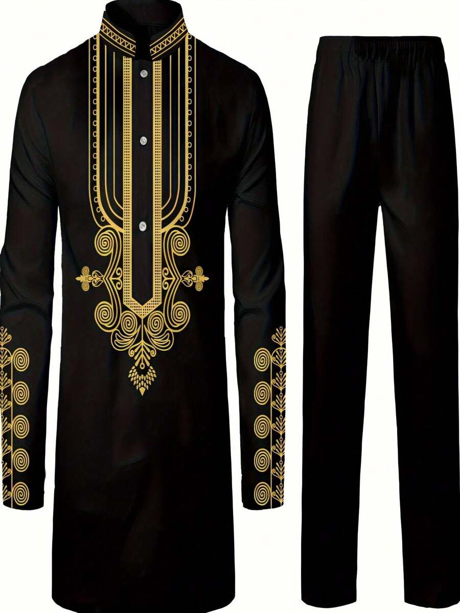 男士经典传统服饰，展现丰富的文化遗产 - 黑色 - 查看 1