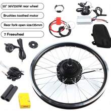 SENDERPICK Electric Bike Conversion Kit 20 Inch E-Bike Conversion Kit 36V Electric Bike Front Wheel/Rear Wheel Conversion Kit Motor E-Bike Conversion Kit - Black - View 1