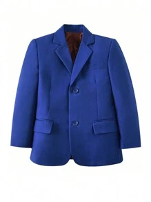 Veste de costume de gentilhomme à manches longues avec col châle bleu marine pour préado
