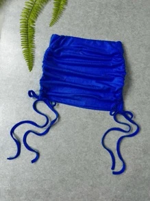 Short Draped Ruched Skirt - Xanh đậm - Xem 1