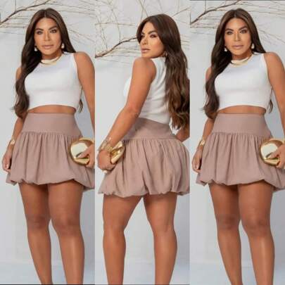 Saia Balone alfaiateria Curta Feminina Tendecia Moda