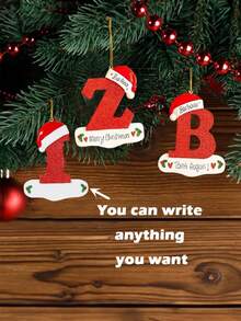 1 pieza Adorno de Navidad de acrílico en forma de letra, Decoración navideña para el árbol de Navidad "Feliz Navidad", Adornos de letra manuscrita del alfabeto de 26 letras para decorar el árbol de Navidad, Regalos de Navidad Feliz Año Nuevo 2025, Navidad - Rojo y blanco - Ver 5
