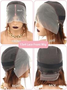 Mix Brown Bob Wig Human Hair 13x4 Transparent Lace Front Wigs Human Hair Pre Plucked With Baby Hair Pre Colored Ombre Brown Wig For Women 150% Density - T1B/F4 - 查看 3