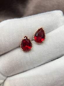 1 đôi bông tai hình giọt nước nhỏ thời trang và đơn giản với đầy đủ kim cương giả, thích hợp để đi lại và đeo hàng ngày, quà tặng trang sức sang trọng và thanh lịch cho các cô gái, bán buôn - Hoa tai - Xem 15