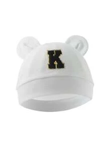 1pc Baby 26 Letter Tire Cap, Soft Cotton Warm, Suitable For Boys And Girls Newborn Daily Life Use. - White - View 18