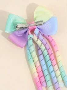 2pcs Ombre Ribbon Bow Hairclips, Alligator Clips Decor Curled Hair Accessories For Girls - Multicolor - View 6