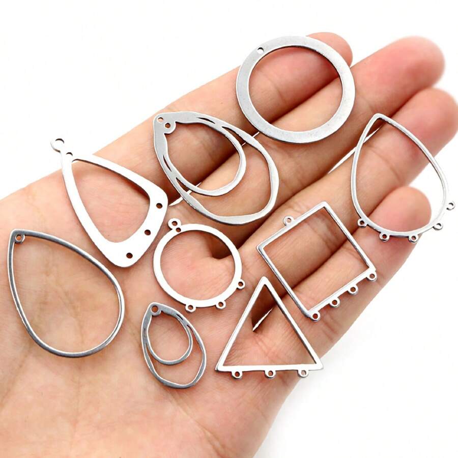 5pcs 316 Stainless Steel Charms Geometry Metal Stamping Blanks DIY Porous Connector Pendant Necklace Earring Accessories