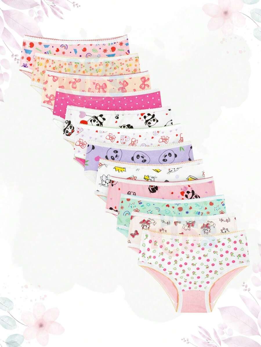 Printed Children's Panties Kit 12 Pieces Cotton DCP Kids - 彩色 - 查看 1