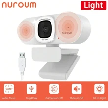 Nuroum V15-AFL White Light Adjustment Broadly Compatible Live Web Class Optimization 2K Web Camera With Light.Usb Network Camera With 2k Resolution And Light Adjustment Mode For Video Conference And Live Streaming.2K Auto-Focus Webcam With Built-In Dual Noise Reduction Microphone 3-Level Touch-Adjustable LED Fill Light For Laptop Desktop PC.Network Camera, Real-Time Streaming, Flexible Full Hd Webcam With Microphone & Led Light For Computer - trắng - Xem 10