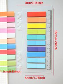 200 张便签，1 张索引贴纸，半透明色，每张便签 10 种不同颜色款式，学生书籍，用品，标签贴纸，办公用品，分类贴纸 - 彩色 - 查看 2